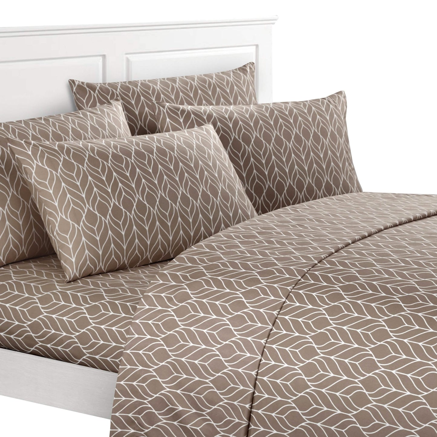 Super Soft Two-Tone Geometric Leaf Pattern Sheet Set DailySale