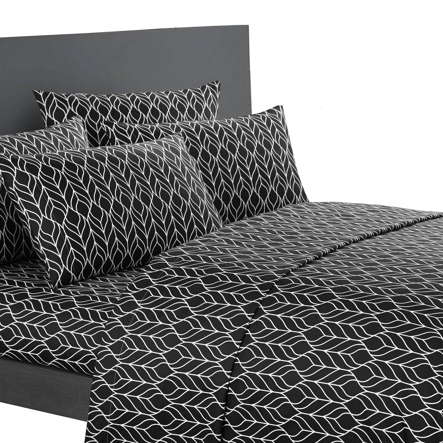 Super Soft Two-Tone Geometric Leaf Pattern Sheet Set DailySale