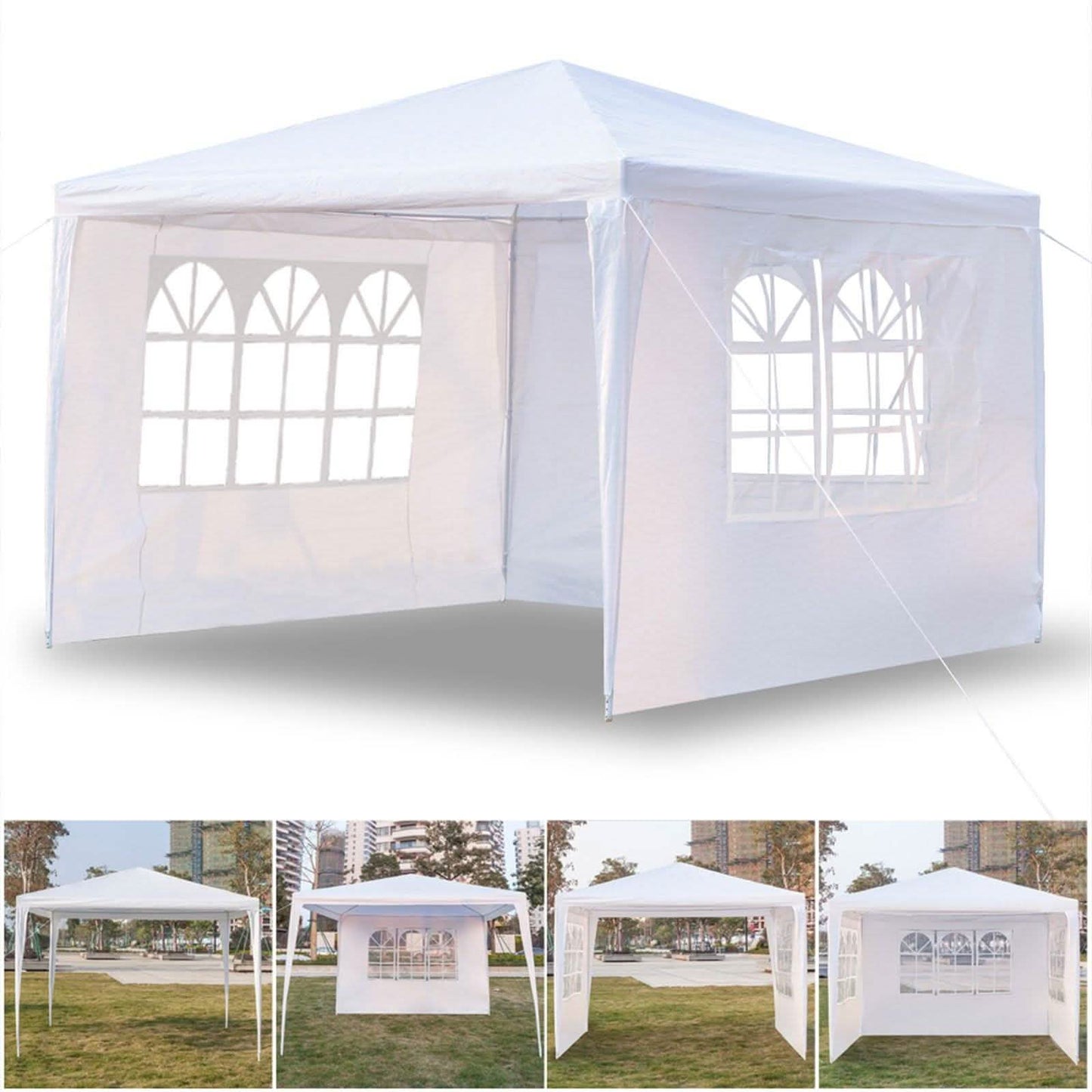 SUPERHOMUSE 3 x 3m Three Sides Waterproof Tent with Spiral Tubes White DailySale