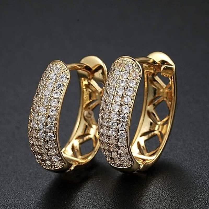 Swarovski Crystal Huggie Earrings In Yellow Gold DailySale