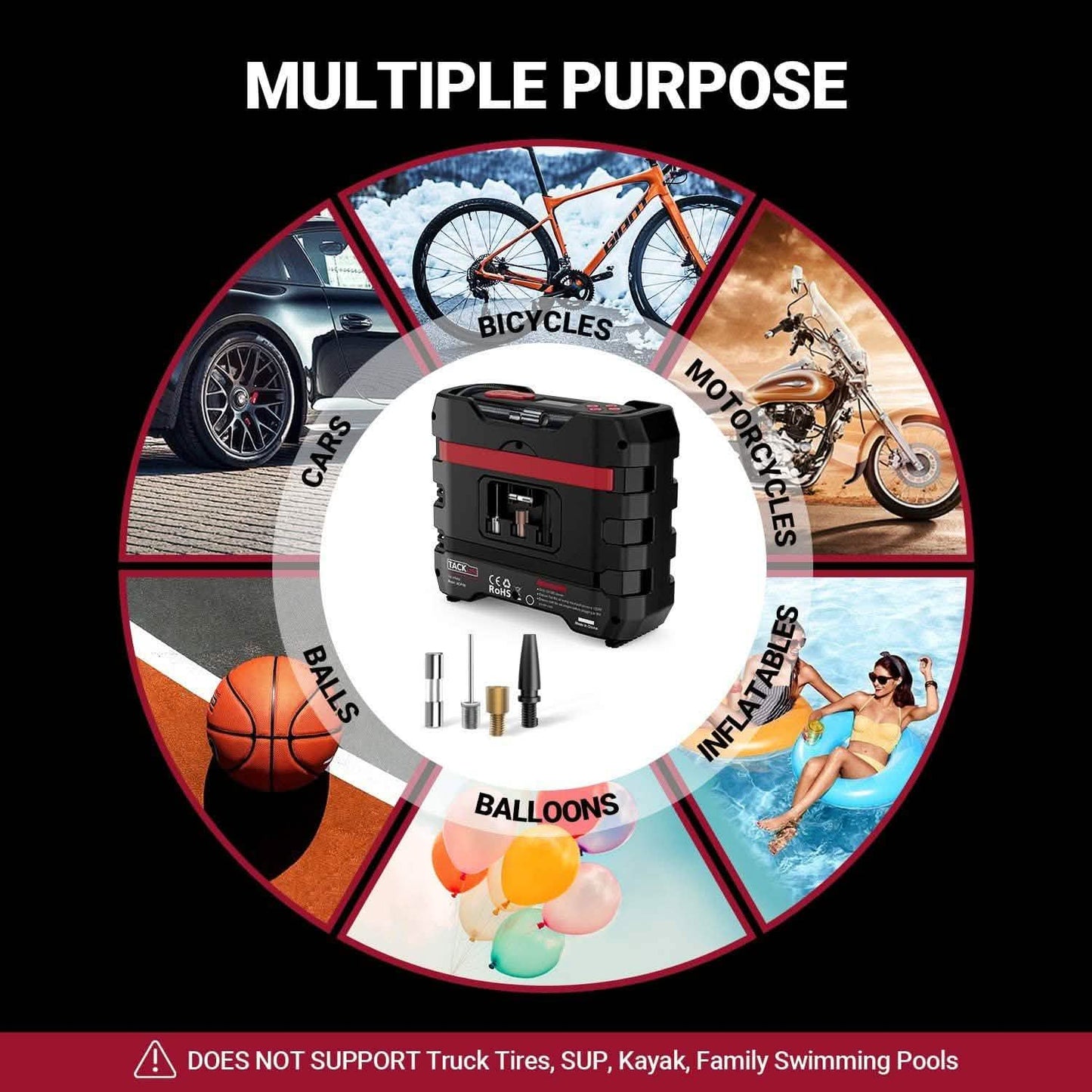 TACKLIFE Car Tire Inflator 12V DC Portable Air Compressor with 3 LED Lights DailySale