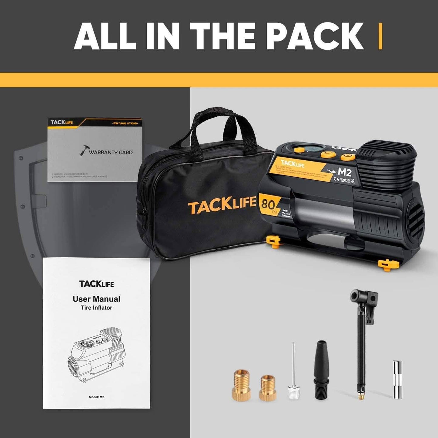 Tacklife Portable 12V DC Digital Auto Tire Inflator M2 DailySale
