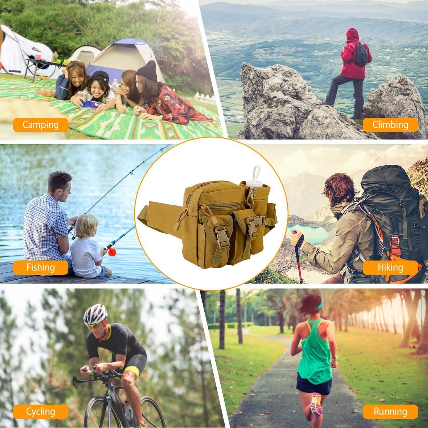 Tactical Waist Bag Utility Pouch Belt Bag with Water Bottle Pouch DailySale
