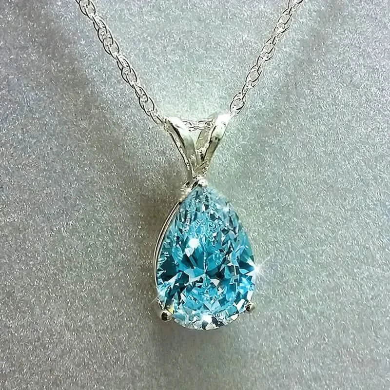 Teardrop Shaped Zirconia Pendant Copper Necklace DailySale