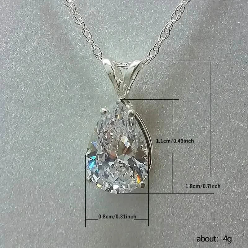 Teardrop Shaped Zirconia Pendant Copper Necklace DailySale