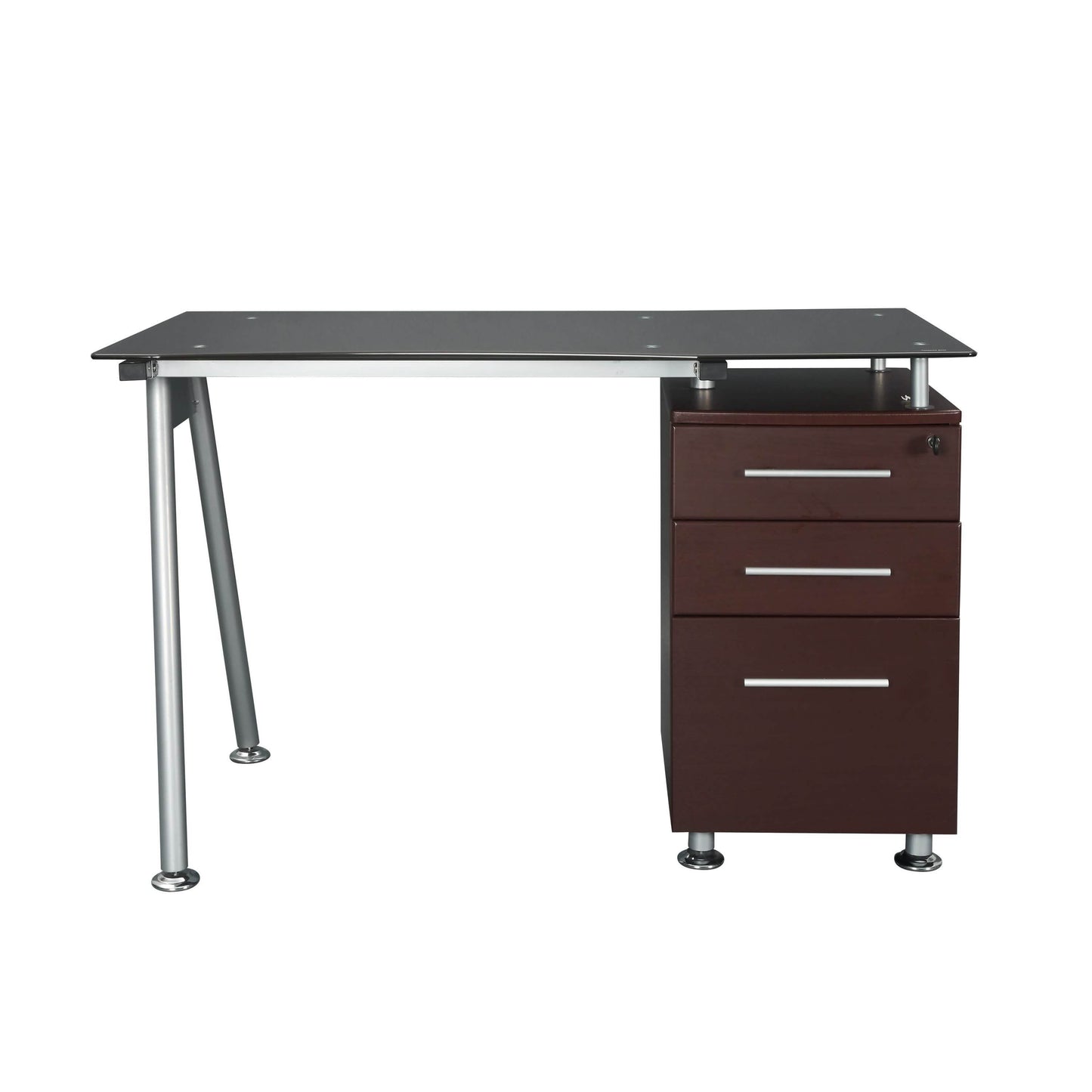 Tempered Glass Top Computer Desk with Storage DailySale