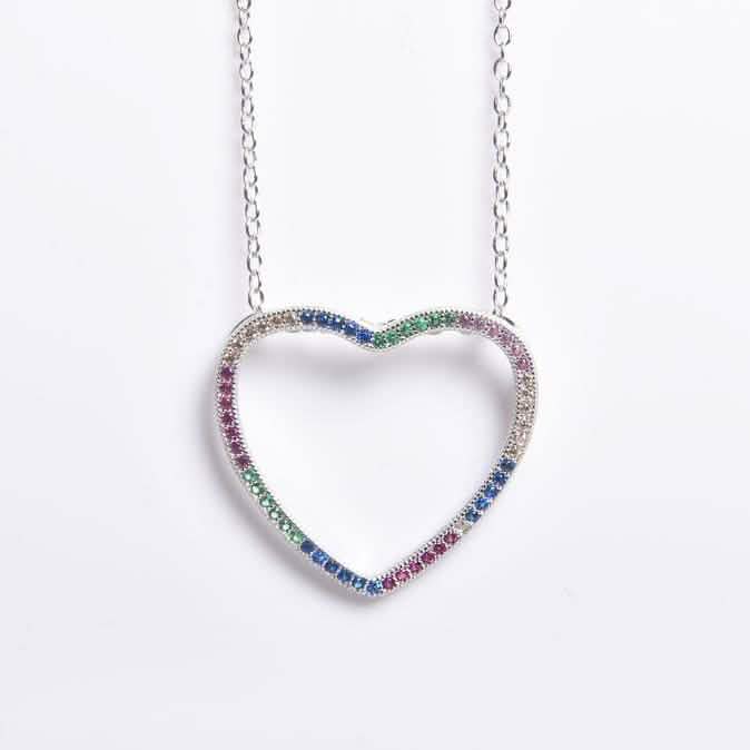 Thin Open Heart Rainbow Necklace DailySale