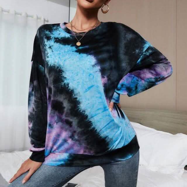 Tie Dye Drop Shoulder Sweatshirt DailySale