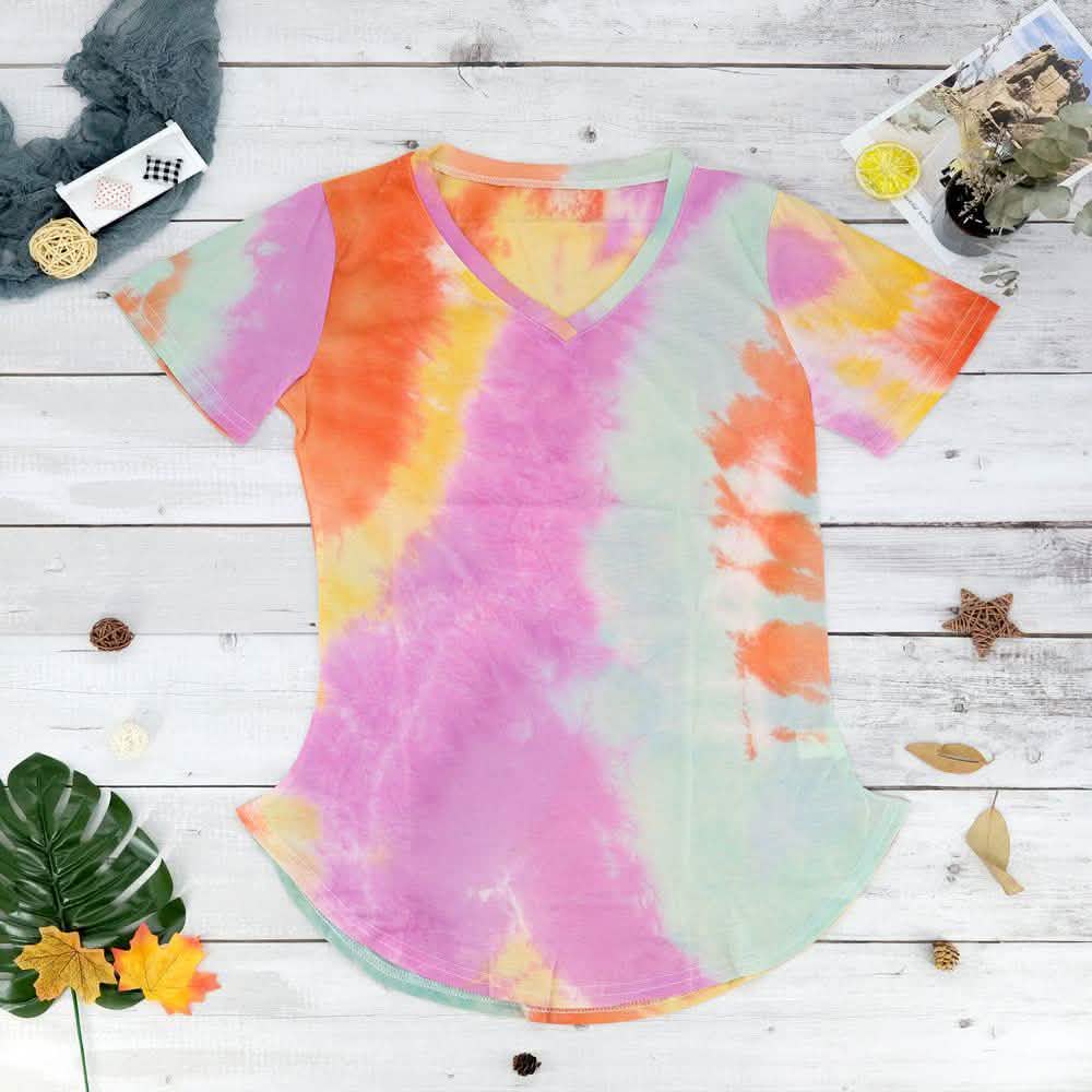 Tie-dye V-neck Tee DailySale