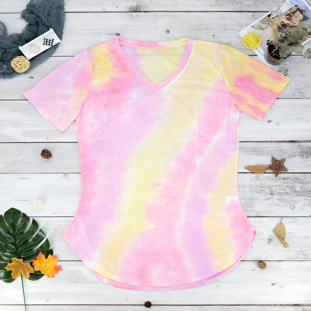 Tie-dye V-neck Tee DailySale