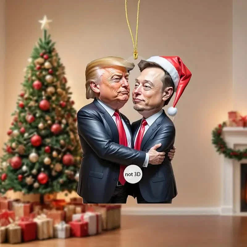 Trump & Musk Photo Acrylic Ornament Versatile Hanging Decor DailySale
