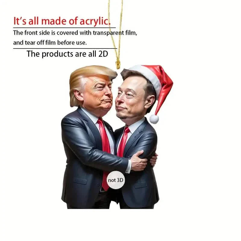 Trump & Musk Photo Acrylic Ornament Versatile Hanging Decor DailySale