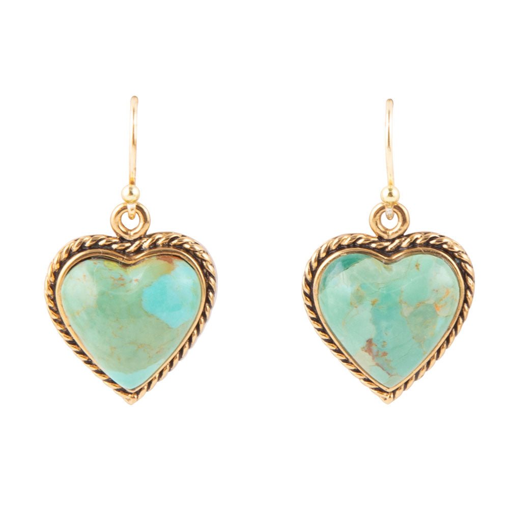 Blue Turquoise Rope My Heart and Golden Earrings Barse Jewelry