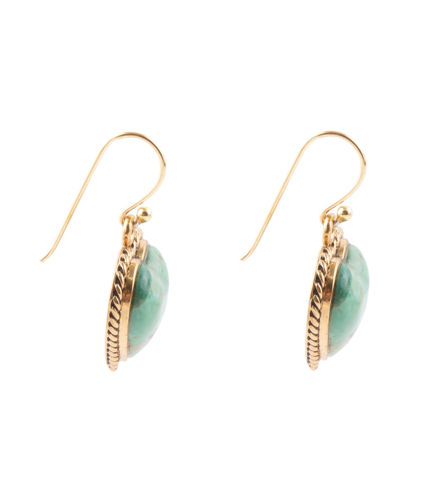 Blue Turquoise Rope My Heart and Golden Earrings Barse Jewelry
