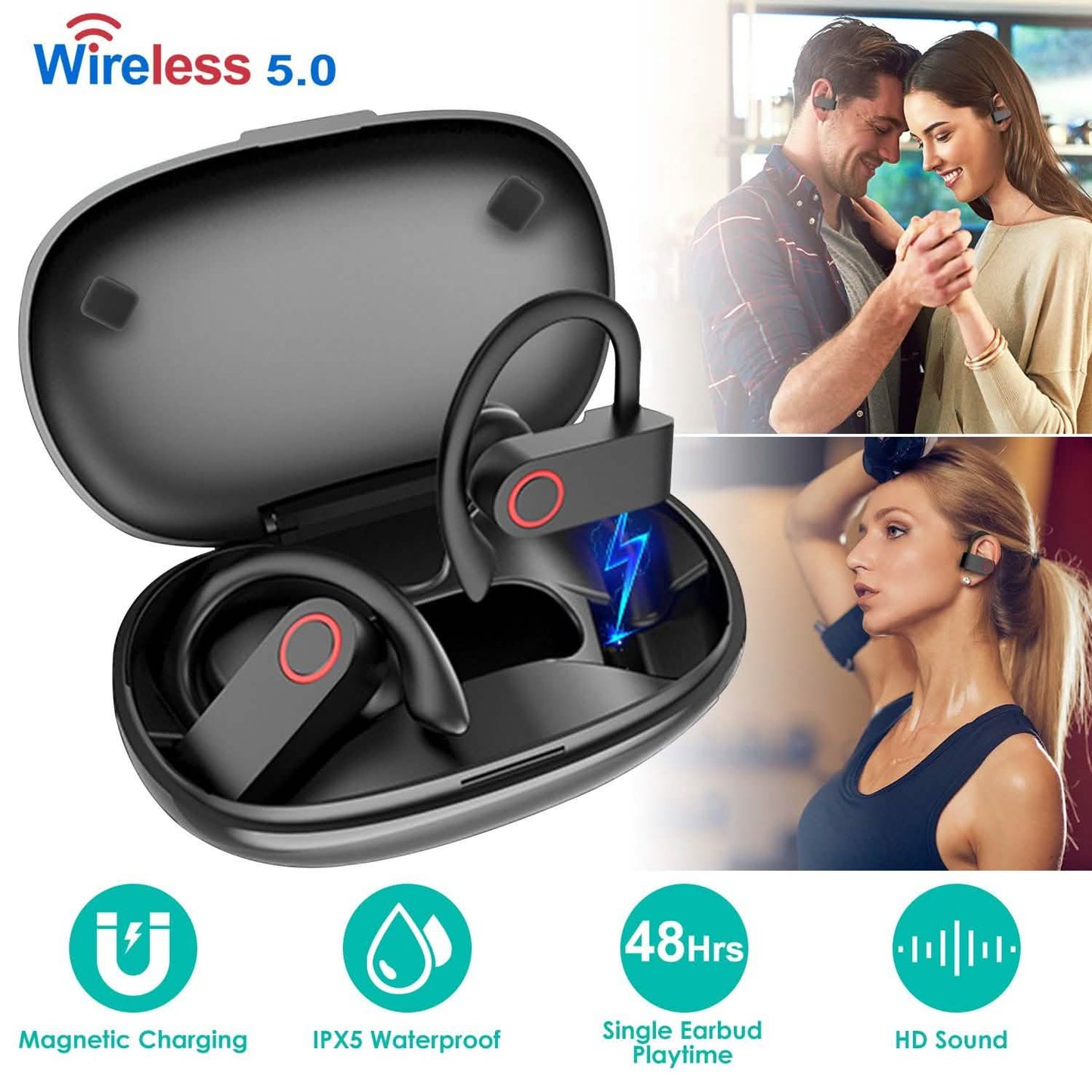 TWS Wireless 5.0 Earbuds IPX5 Waterproof Sports Headset DailySale