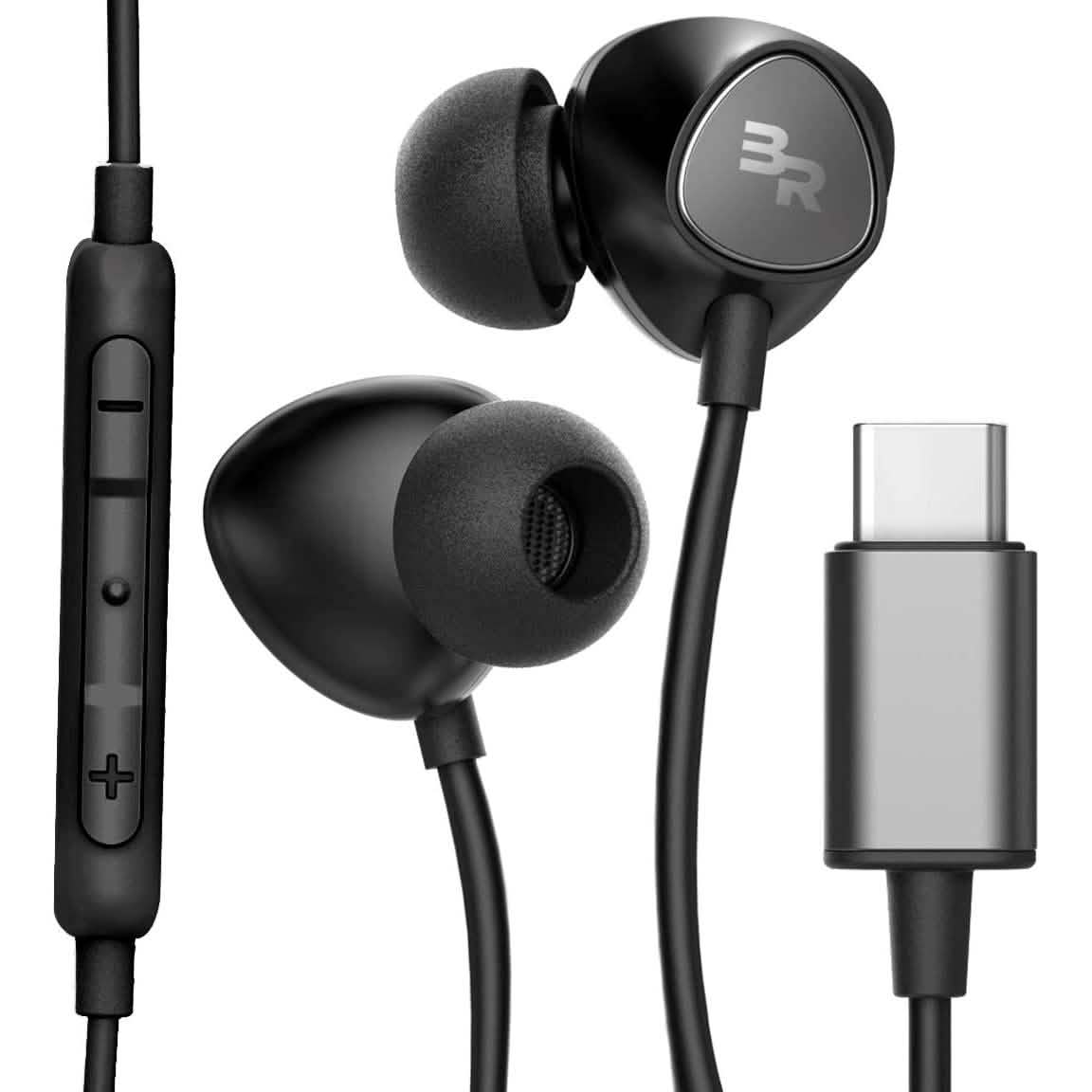 Type C Headphones, In-Ear Wired Earbuds with Microphone & Volume Control Mic Earphones DailySale