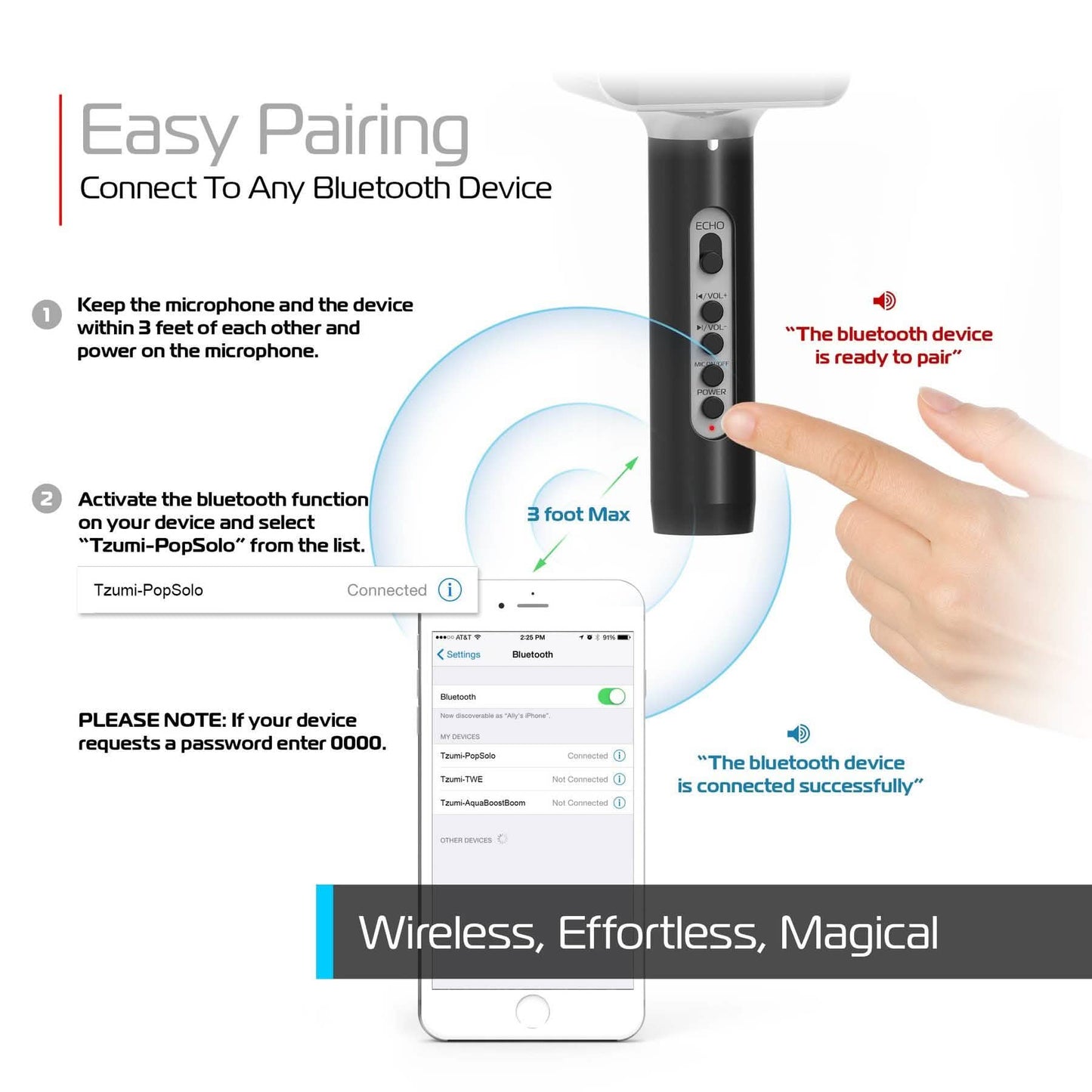 Tzumi Pop Solo Wireless Bluetooth Karaoke Microphone And Speaker DailySale