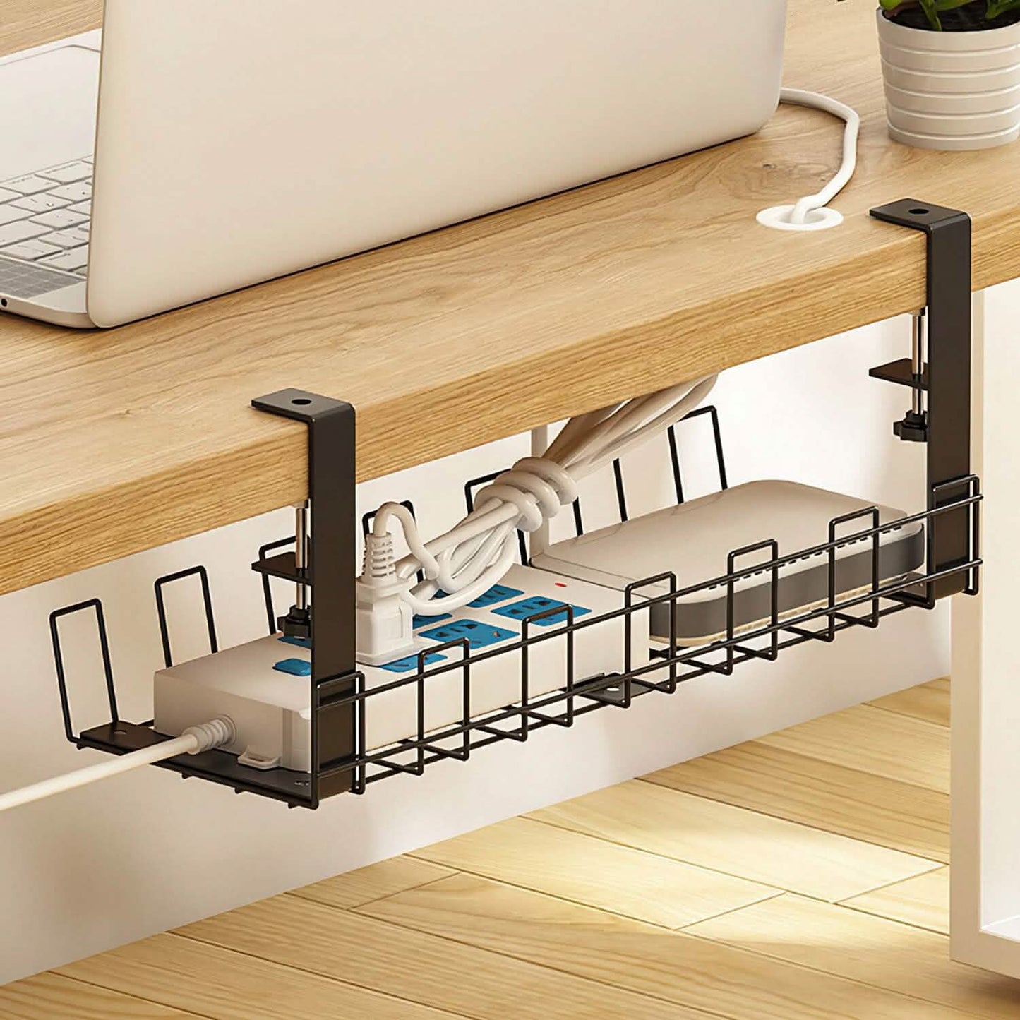 Under Desk Cable Management Tray 15.2in No Drill Desk Cable Cord Organizer DailySale