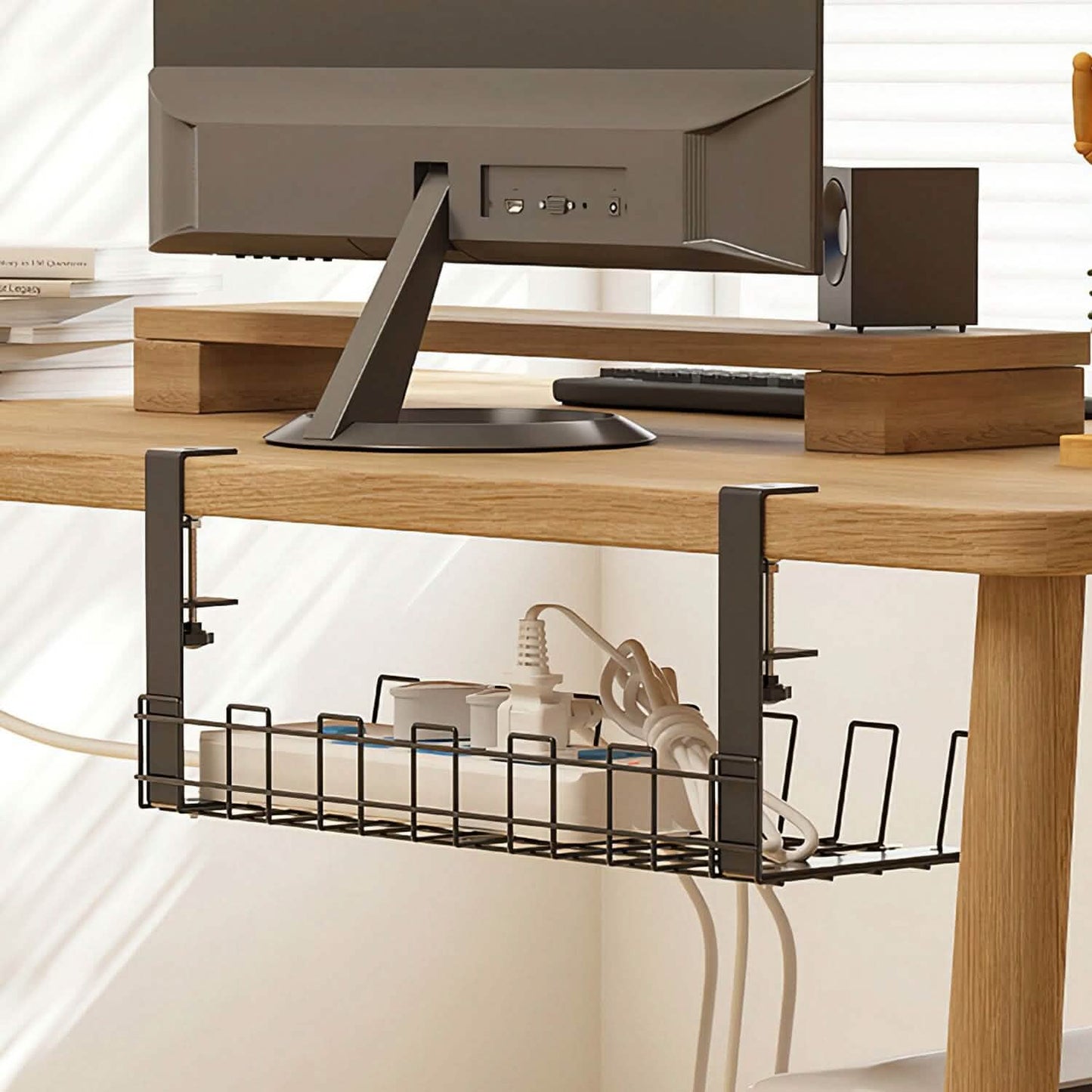 Under Desk Cable Management Tray 15.2in No Drill Desk Cable Cord Organizer DailySale