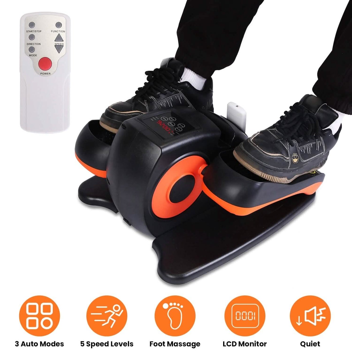 Under Desk Elliptical Machine Seated Pedal Exerciser with 5 Speed Levels 3 Auto Modes DailySale