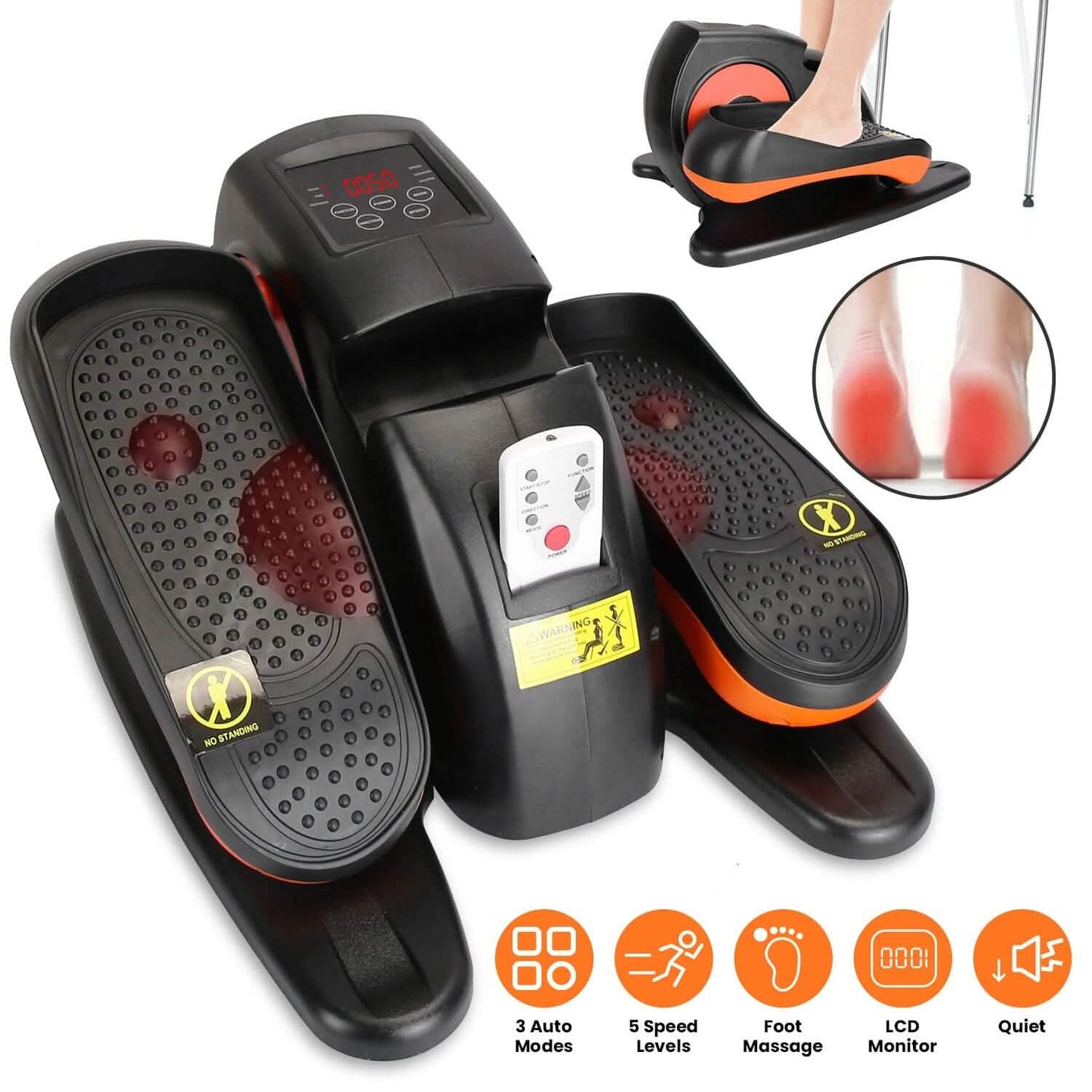 Under Desk Elliptical Machine Seated Pedal Exerciser with 5 Speed Levels 3 Auto Modes DailySale