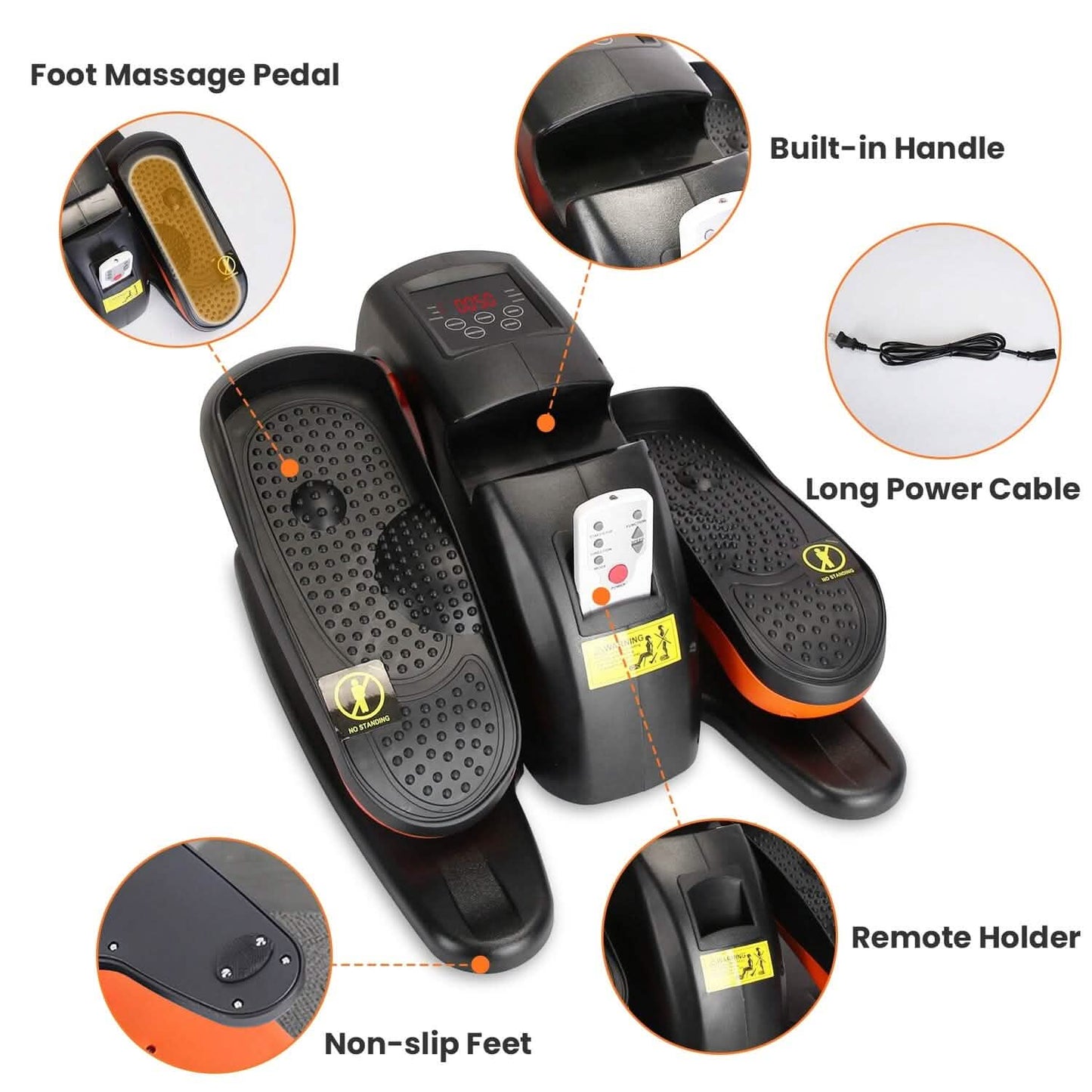 Under Desk Elliptical Machine Seated Pedal Exerciser with 5 Speed Levels 3 Auto Modes DailySale