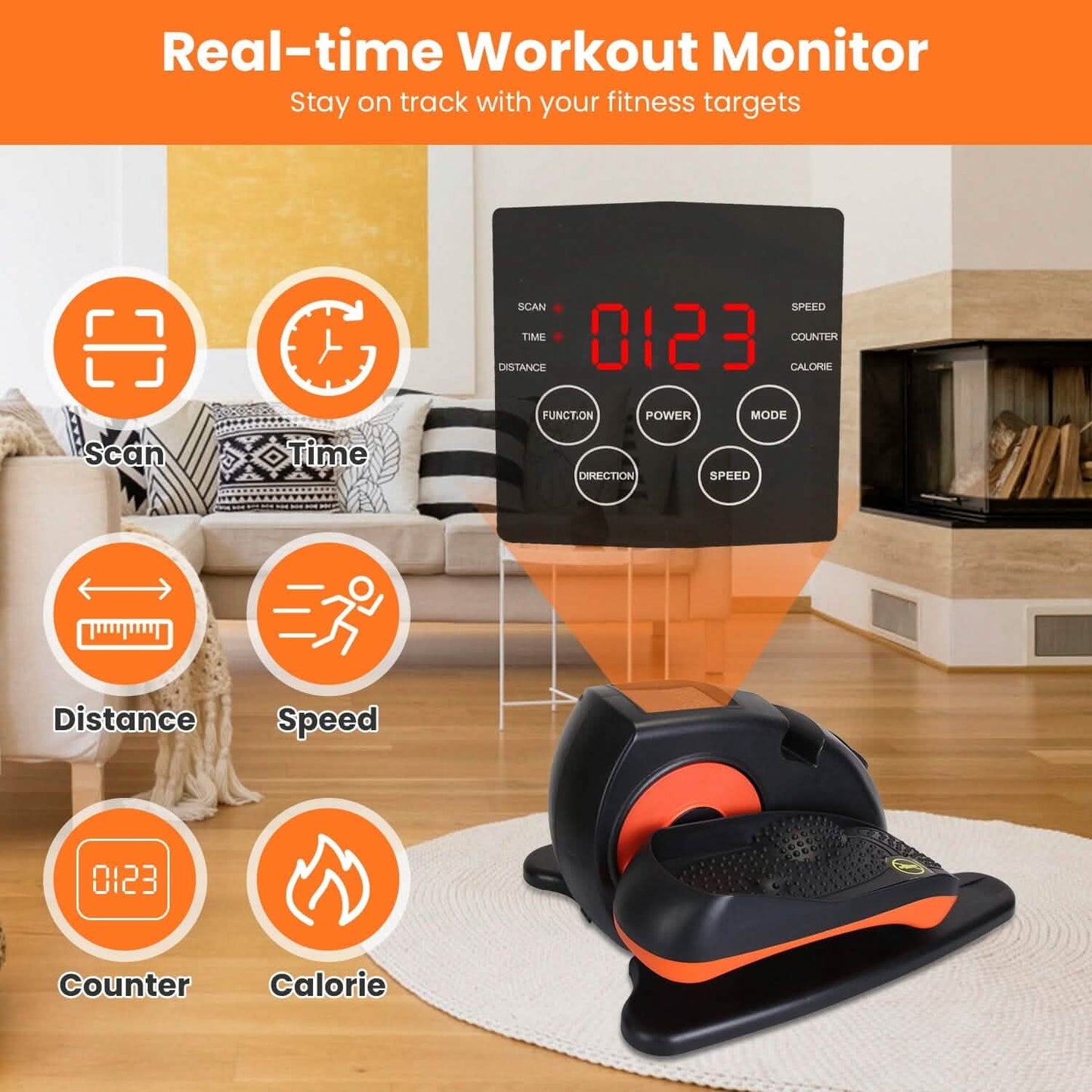 Under Desk Elliptical Machine Seated Pedal Exerciser with 5 Speed Levels 3 Auto Modes DailySale
