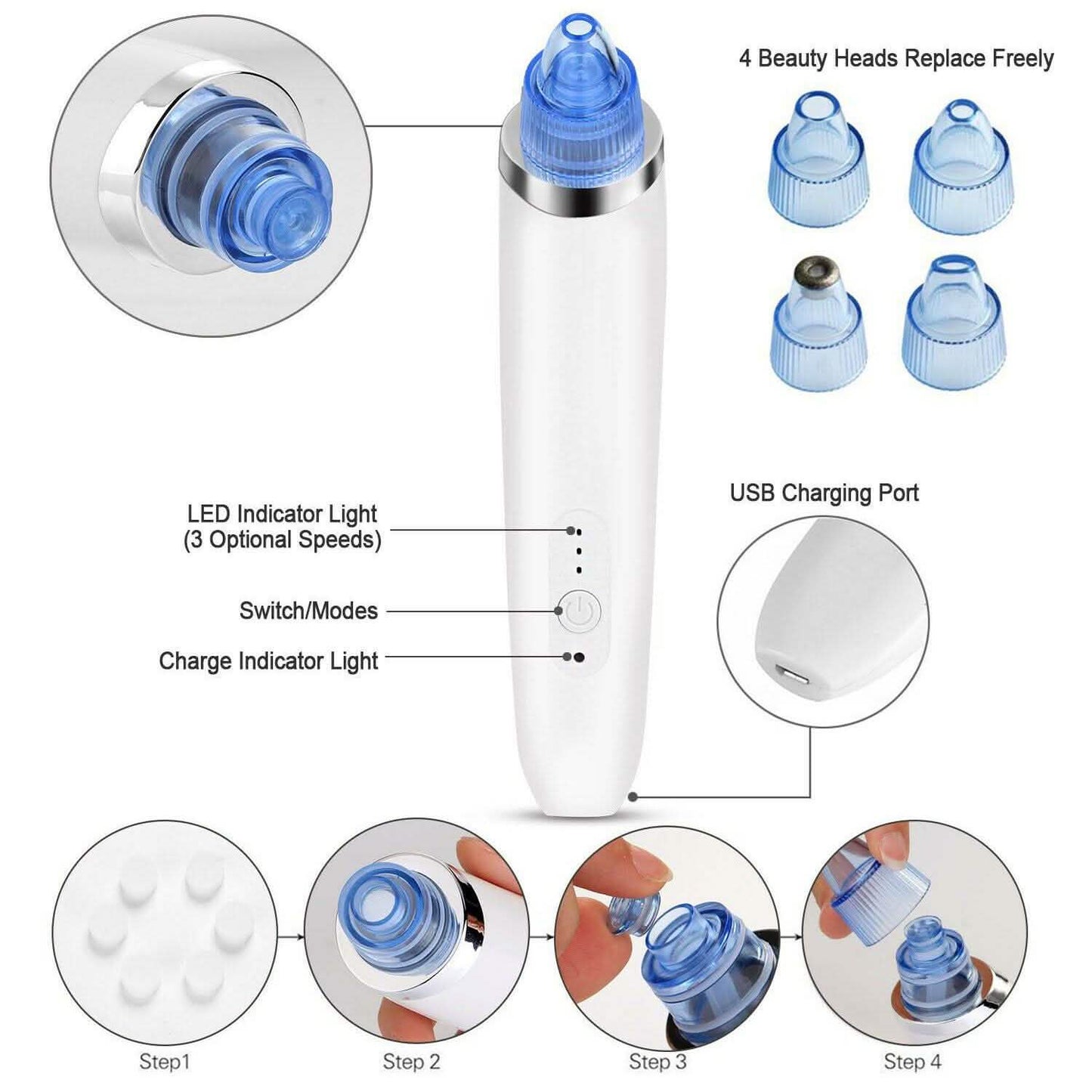 Unisex Electric Blackhead Remover Facial Skin Pore Cleaner DailySale