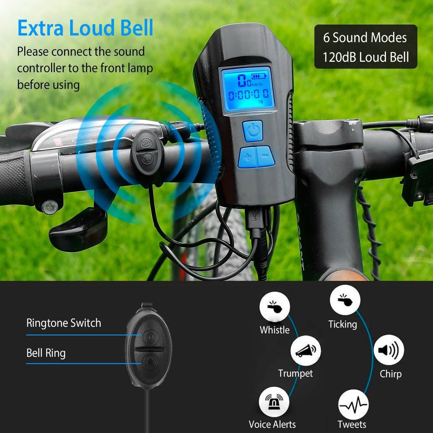 USB Rechargeable Bike Light Set with Speedometer and Odometer DailySale