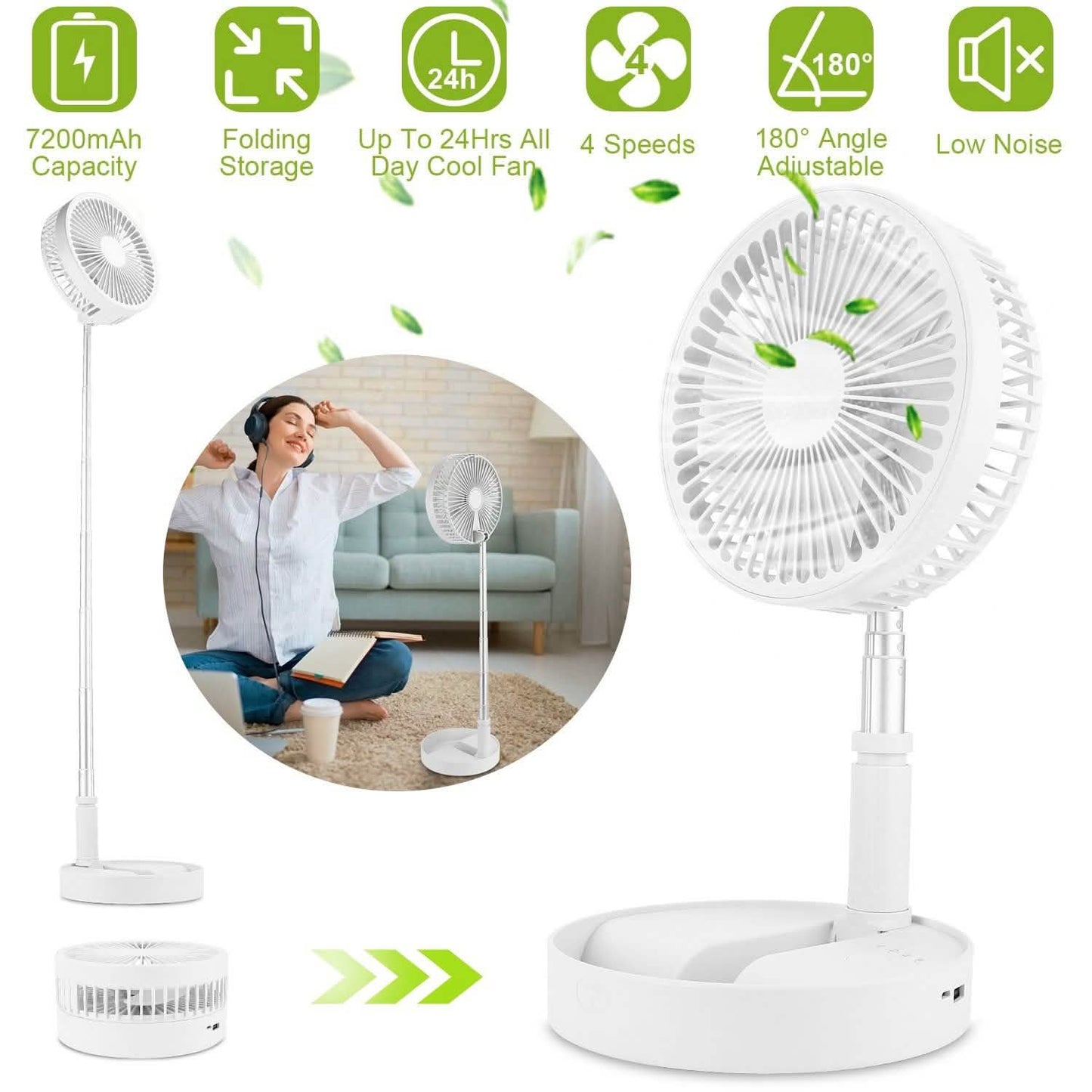 USB Rechargeable Portable Folding Desk Table Fan DailySale