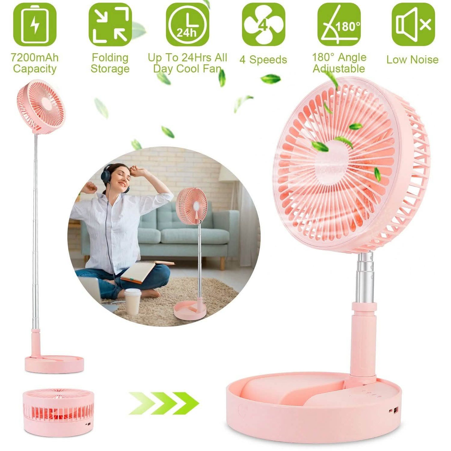 USB Rechargeable Portable Folding Desk Table Fan DailySale