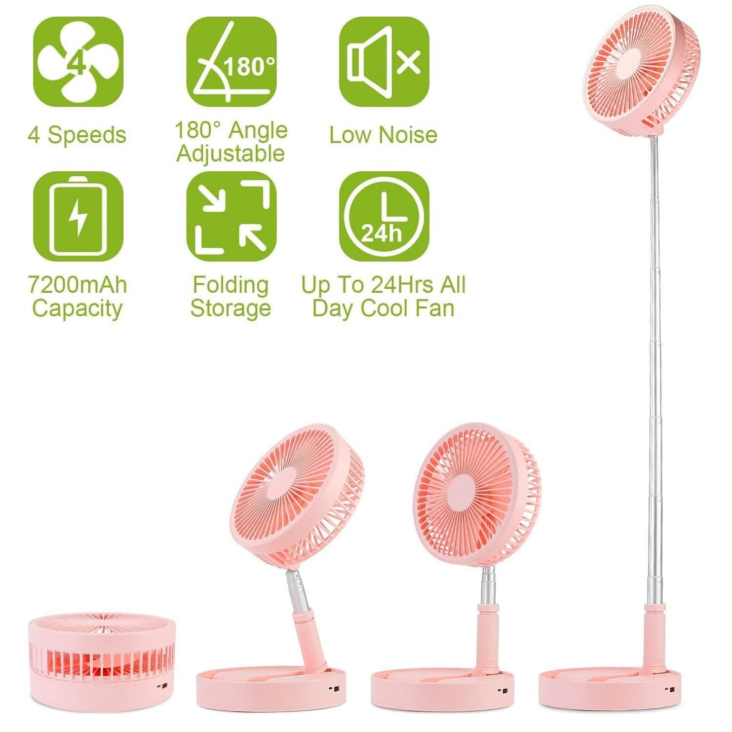 USB Rechargeable Portable Folding Desk Table Fan DailySale