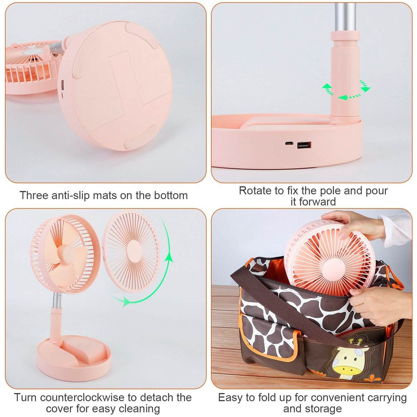 USB Rechargeable Portable Folding Desk Table Fan DailySale