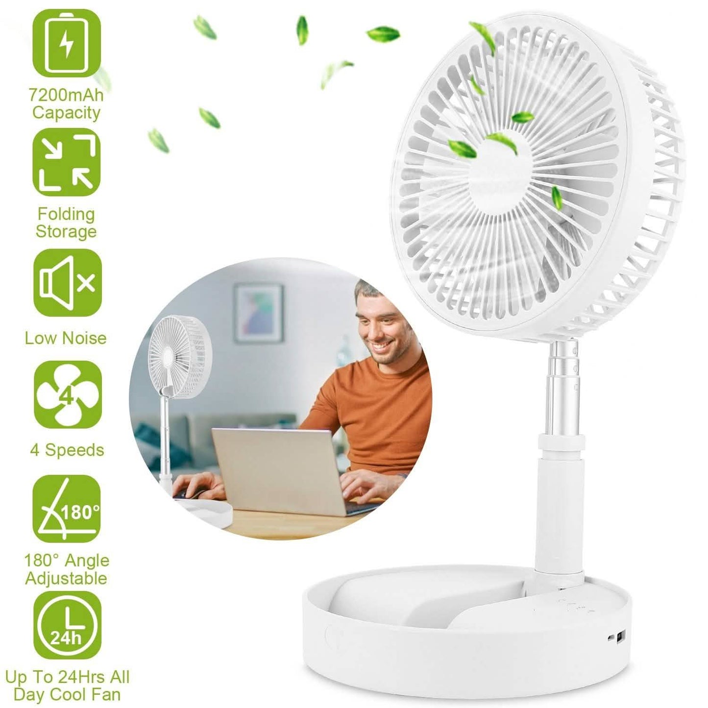 USB Rechargeable Portable Folding Desk Table Fan DailySale