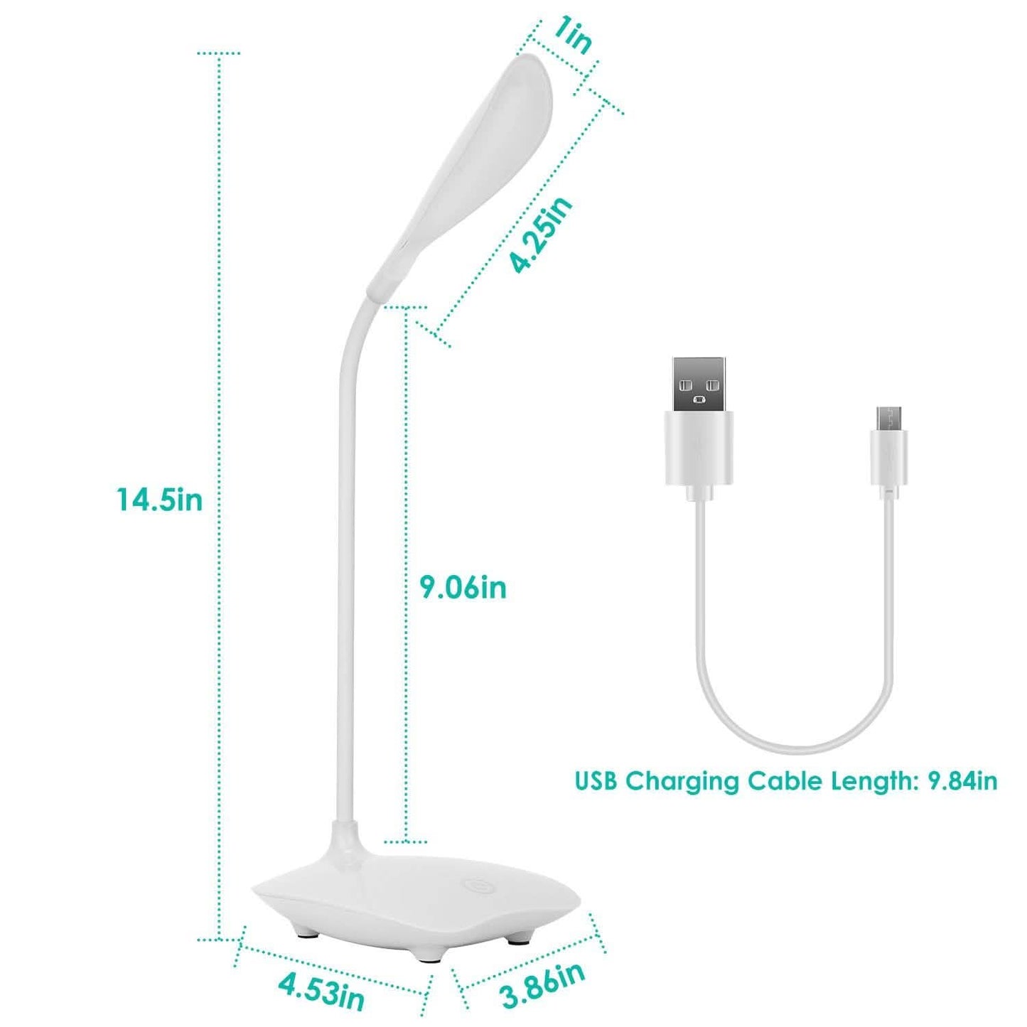 USB Rechargeable Table Lamp Dimmable LED Flexible Gooseneck Desk Light DailySale