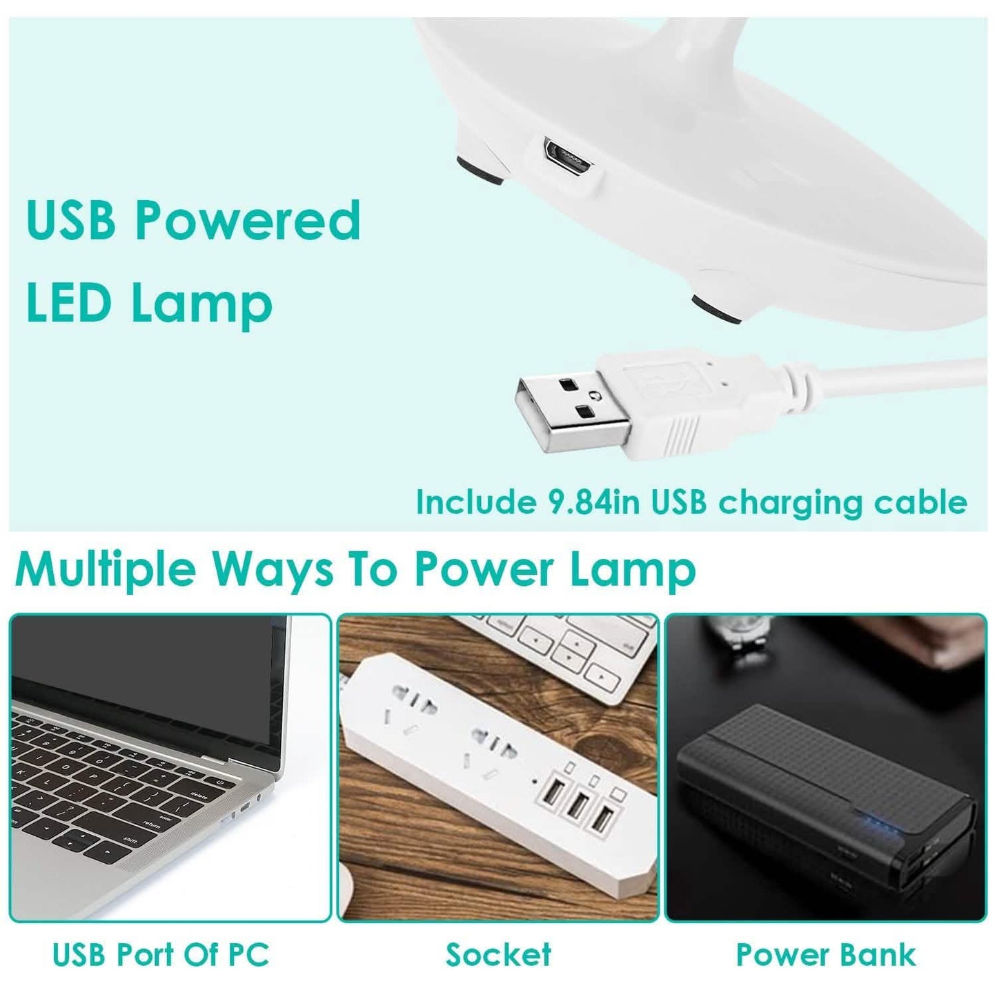 USB Rechargeable Table Lamp Dimmable LED Flexible Gooseneck Desk Light DailySale
