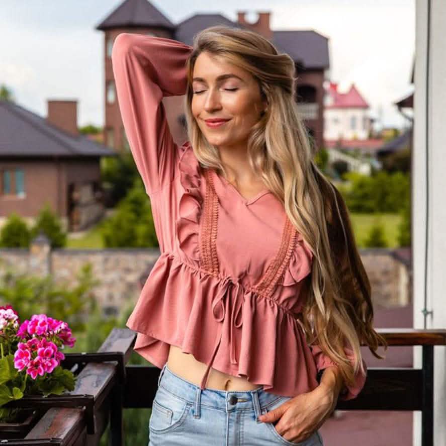 V-Neck Ruffle Blouse DailySale