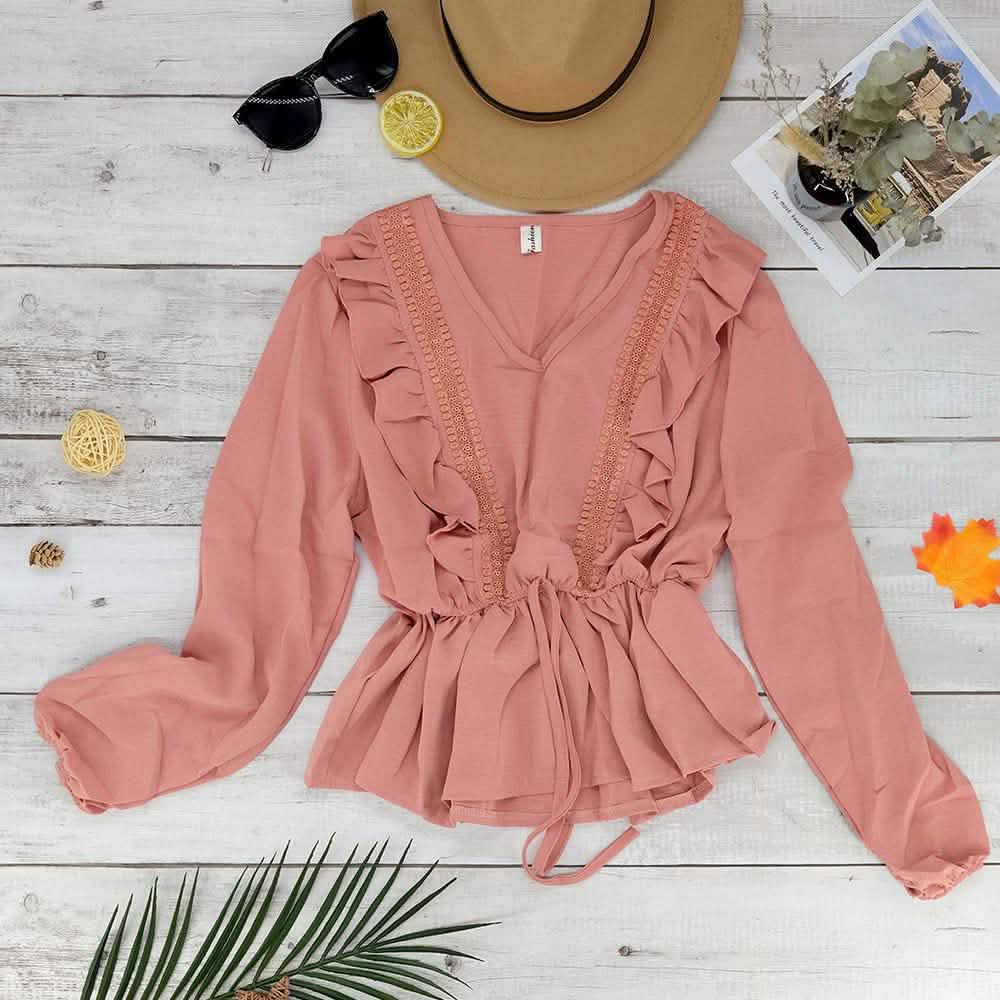 V-Neck Ruffle Blouse DailySale