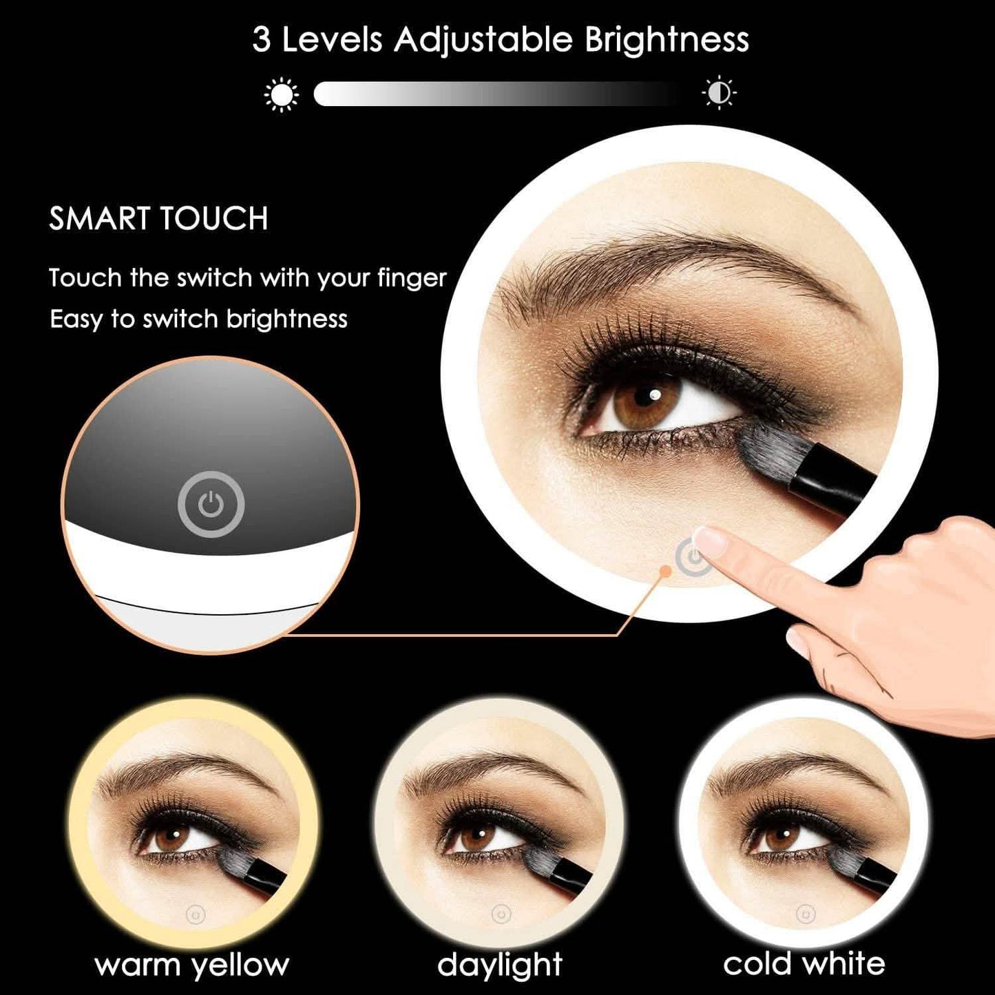 Vanity Mirror 10-Times Magnifying LED Lighted Make-up Swivel Suction Cup Compact Folding DailySale