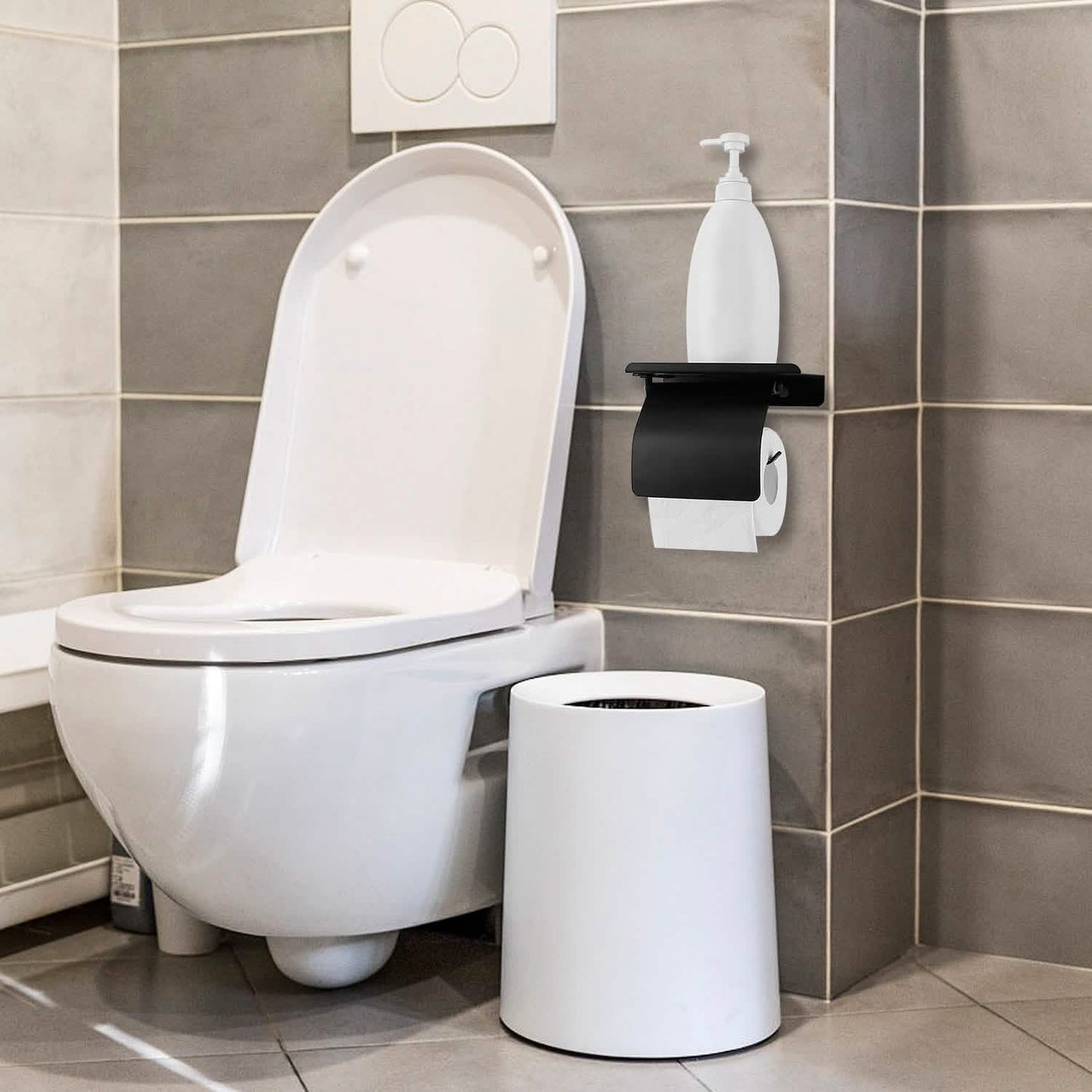 Wall Mounted Toilet Paper Holder with Phone Storage Rack DailySale