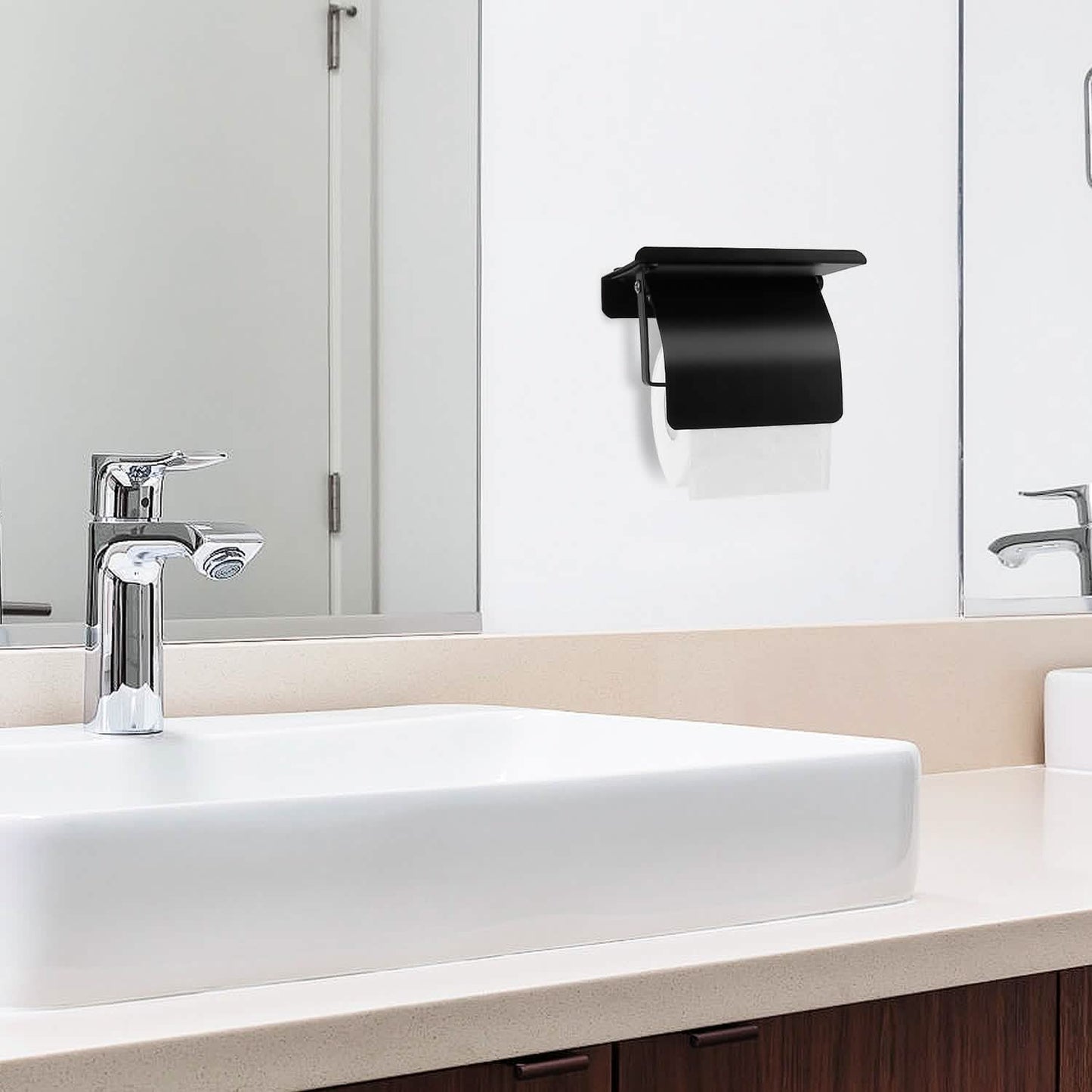 Wall Mounted Toilet Paper Holder with Phone Storage Rack DailySale