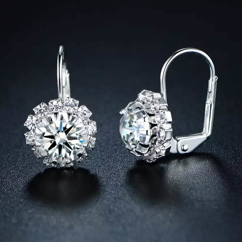 White Gold Huggie Earrings with Swarovski Crystal By Barzel DailySale