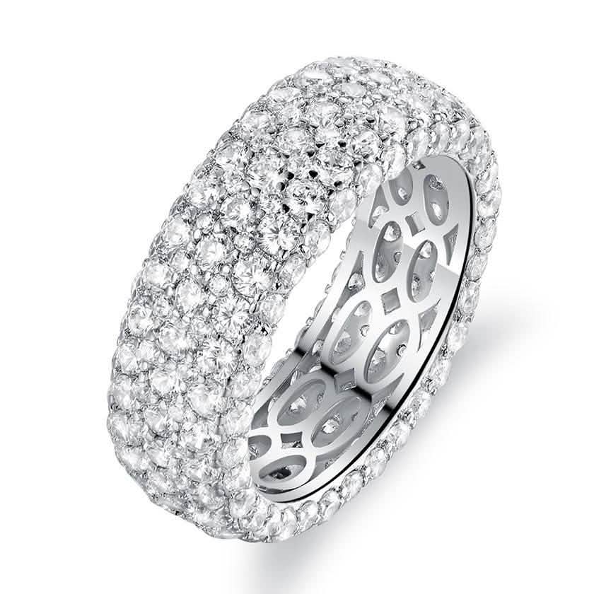 White Gold Plated Five Row Eternity Ring - Assorted Sizes DailySale