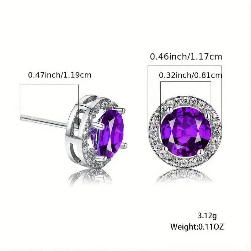 White Zirconia Round Stud Earrings DailySale