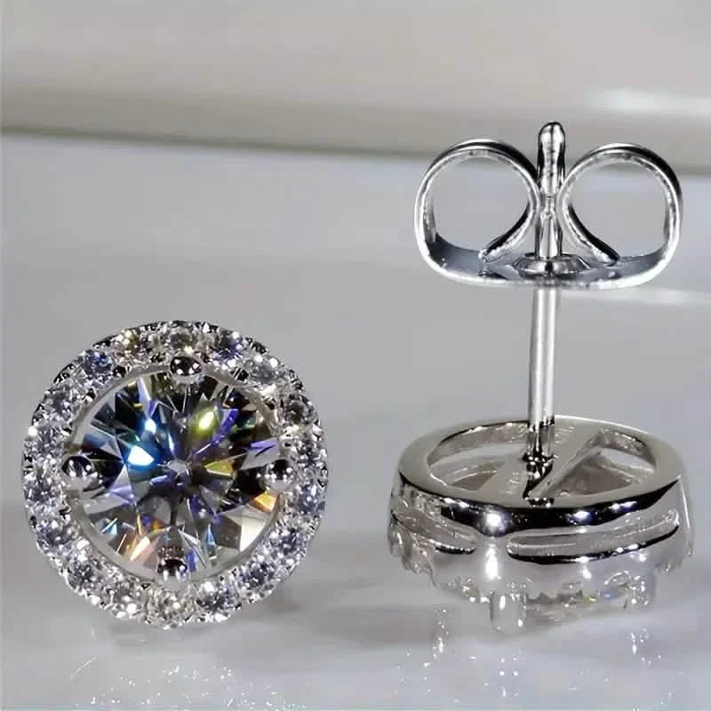 White Zirconia Round Stud Earrings DailySale