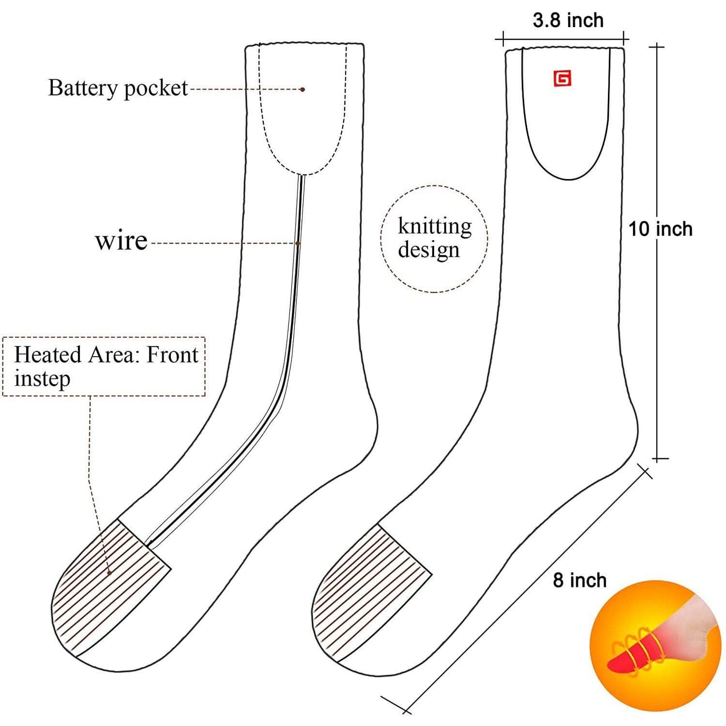 Winter Heating Socks Men and Women Electric Battery Heating Socks Set DailySale
