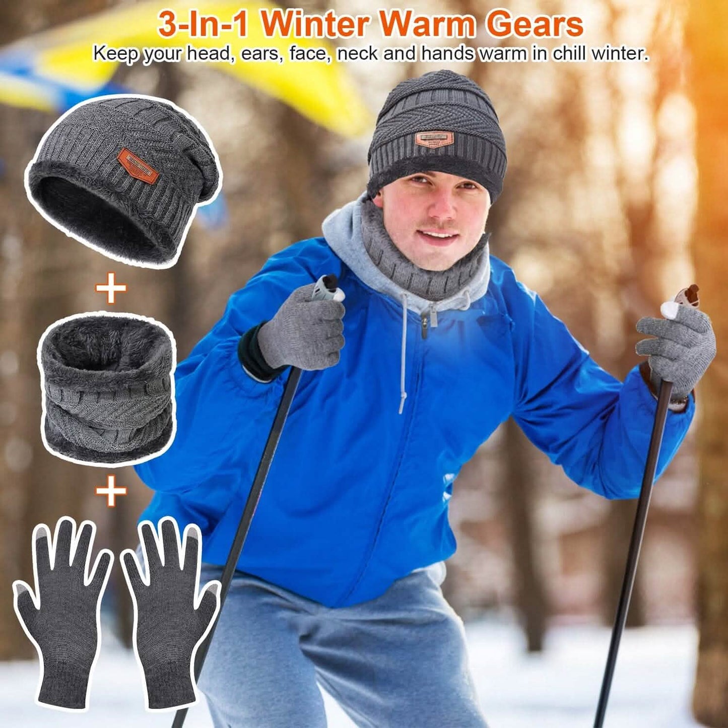 Winter Warm Beanie and Touch Screen Gloves Scarfs Set DailySale