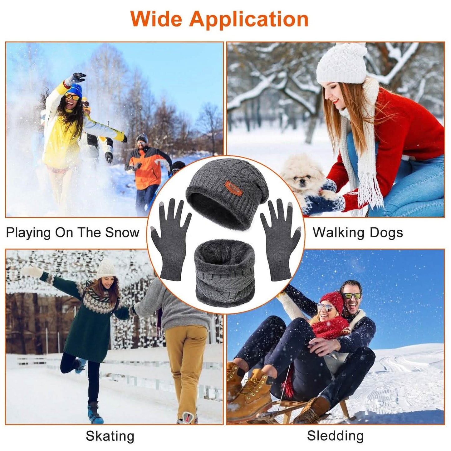 Winter Warm Beanie and Touch Screen Gloves Scarfs Set DailySale