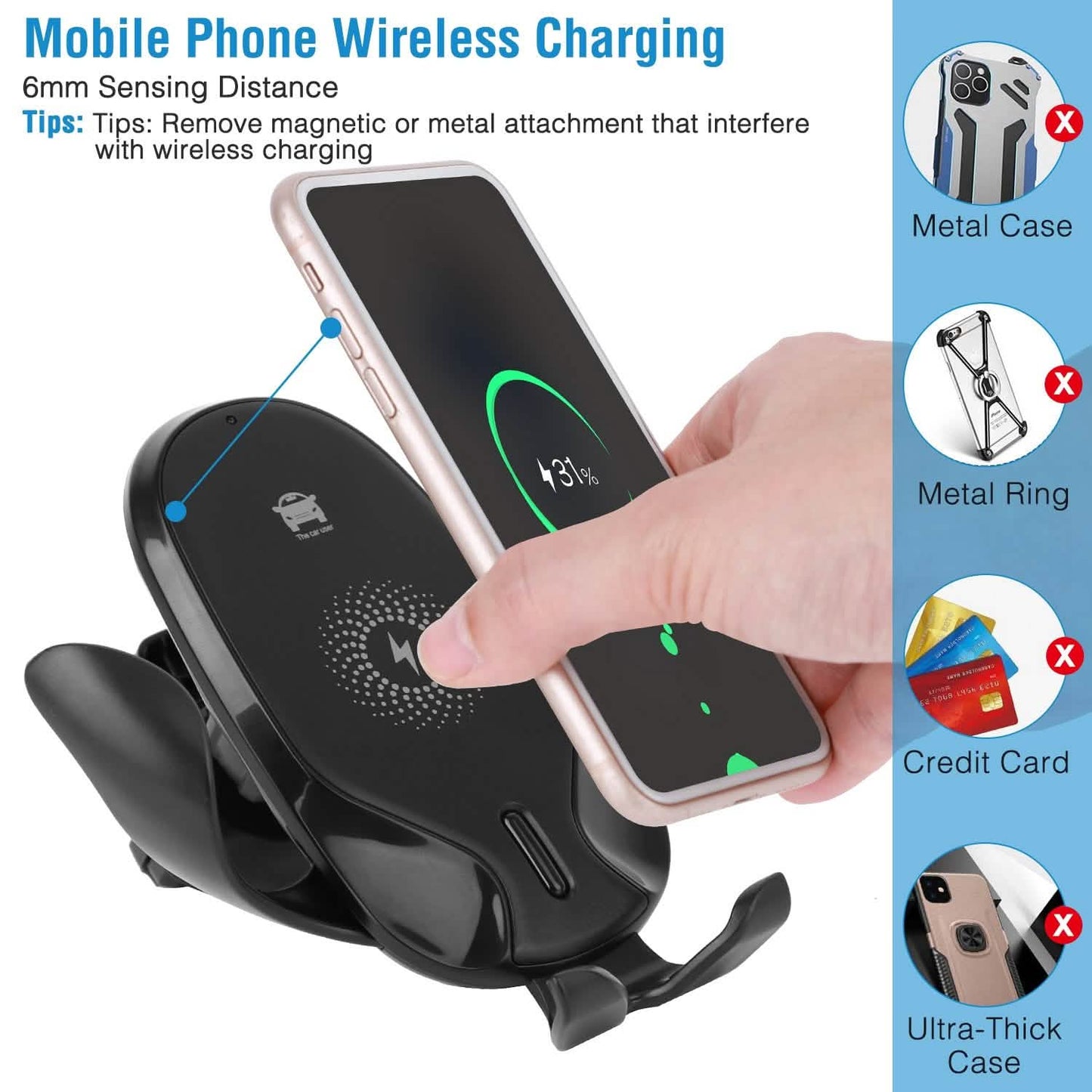Wireless Car Charger 15W Qi Fast Charging Car Mount DailySale