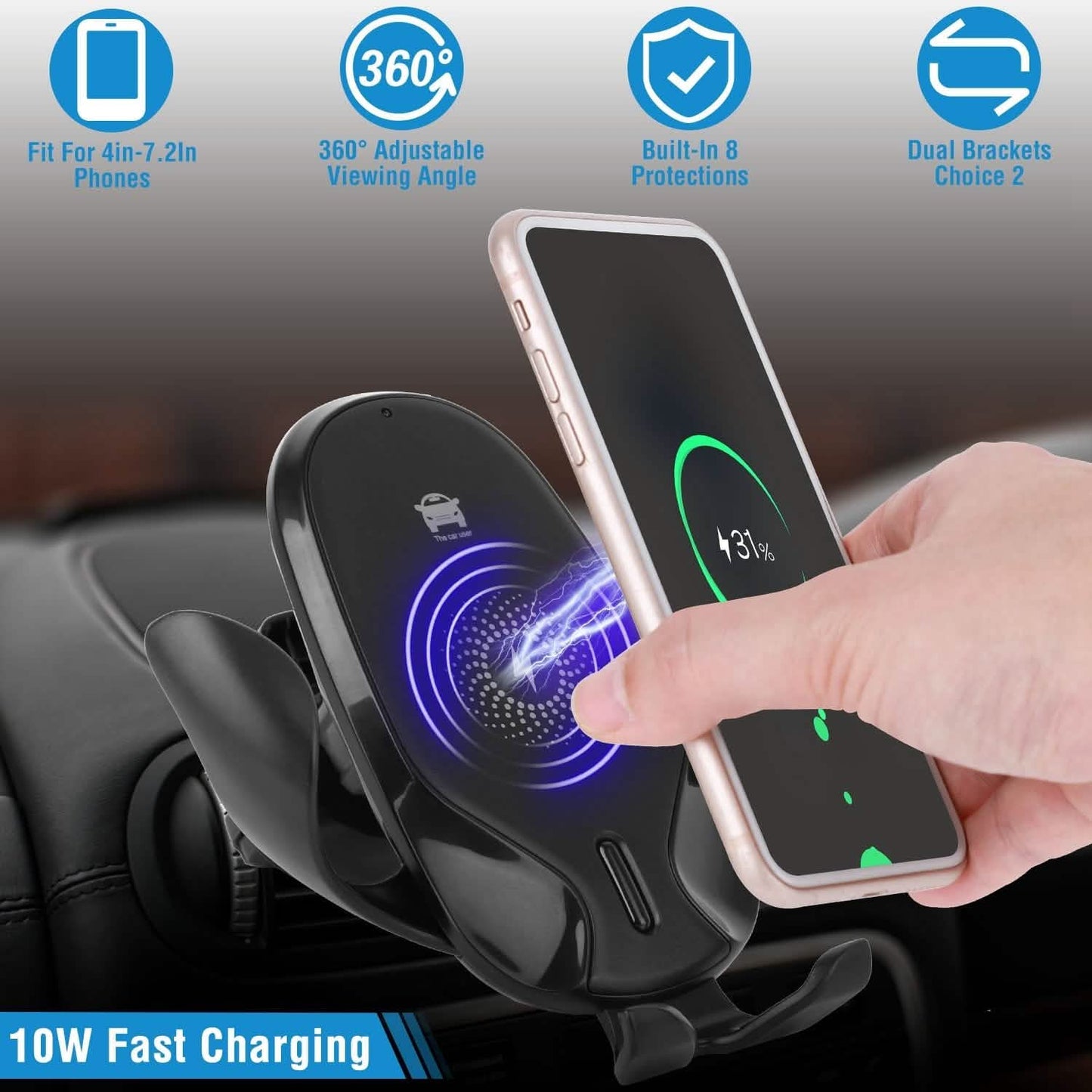 Wireless Car Charger 15W Qi Fast Charging Car Mount DailySale